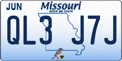 MO license plate QL3J7J