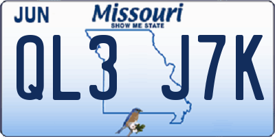 MO license plate QL3J7K