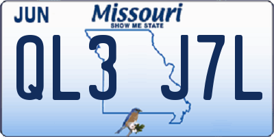 MO license plate QL3J7L