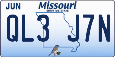MO license plate QL3J7N