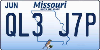 MO license plate QL3J7P