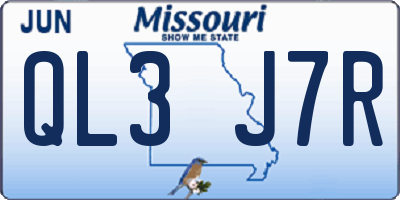 MO license plate QL3J7R