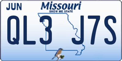 MO license plate QL3J7S