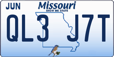 MO license plate QL3J7T