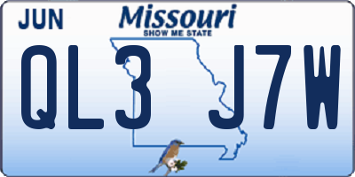 MO license plate QL3J7W