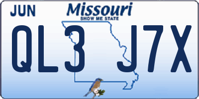MO license plate QL3J7X