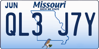 MO license plate QL3J7Y