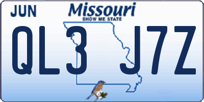 MO license plate QL3J7Z