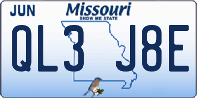 MO license plate QL3J8E