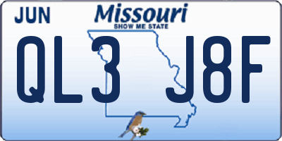 MO license plate QL3J8F