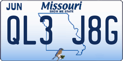 MO license plate QL3J8G