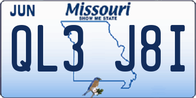MO license plate QL3J8I