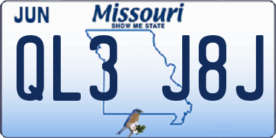 MO license plate QL3J8J