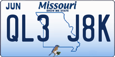 MO license plate QL3J8K