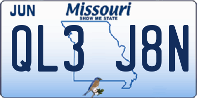 MO license plate QL3J8N