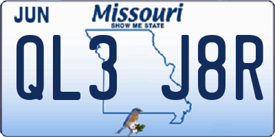MO license plate QL3J8R