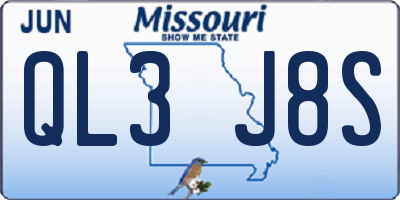 MO license plate QL3J8S