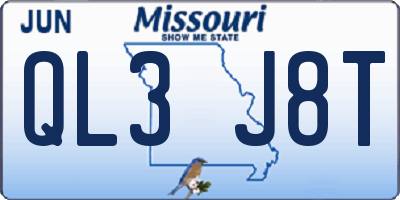 MO license plate QL3J8T