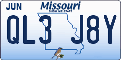 MO license plate QL3J8Y