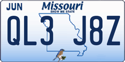 MO license plate QL3J8Z