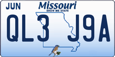 MO license plate QL3J9A