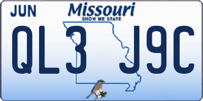 MO license plate QL3J9C