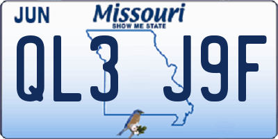 MO license plate QL3J9F