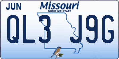 MO license plate QL3J9G