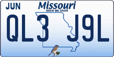 MO license plate QL3J9L