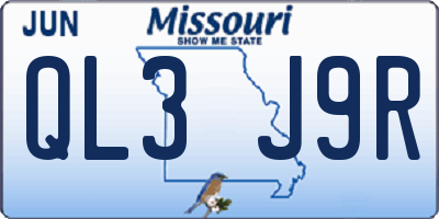 MO license plate QL3J9R