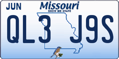 MO license plate QL3J9S
