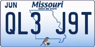 MO license plate QL3J9T