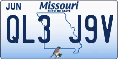 MO license plate QL3J9V