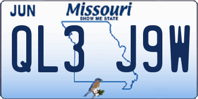MO license plate QL3J9W
