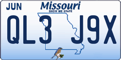 MO license plate QL3J9X