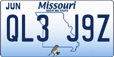 MO license plate QL3J9Z
