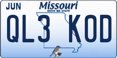 MO license plate QL3K0D