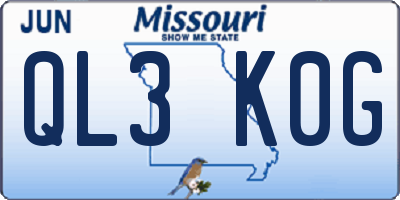 MO license plate QL3K0G