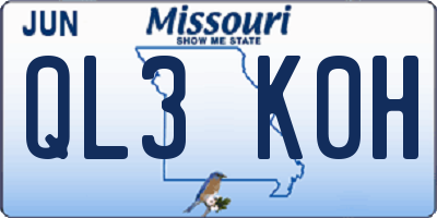MO license plate QL3K0H