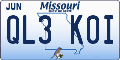MO license plate QL3K0I