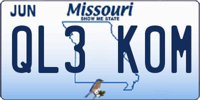 MO license plate QL3K0M