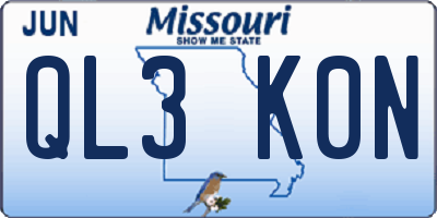 MO license plate QL3K0N