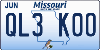 MO license plate QL3K0O
