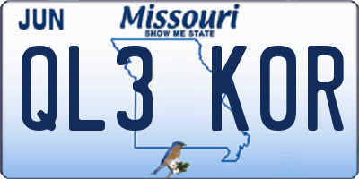 MO license plate QL3K0R