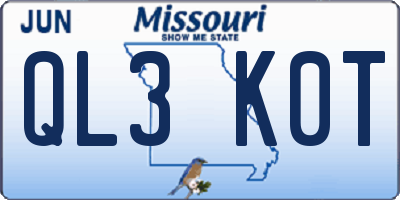 MO license plate QL3K0T