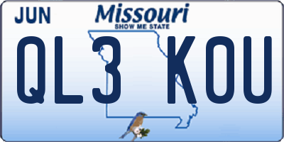 MO license plate QL3K0U