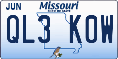 MO license plate QL3K0W
