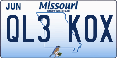 MO license plate QL3K0X