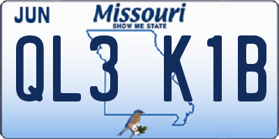 MO license plate QL3K1B