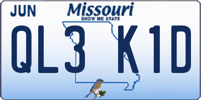 MO license plate QL3K1D